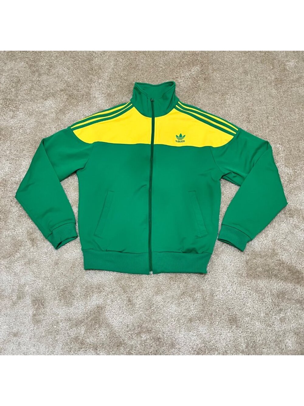 Vintage Adidas Originals Oregon Track Jacket Green Yellow Trefoil Men Large Rare